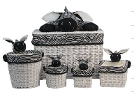Load image into Gallery viewer, Baby Zoofari 5 Piece Storage Basket Collection Zebra – Nursery Organizer