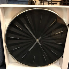 Load image into Gallery viewer, Modern Noir Black and Silver Battery operated clock