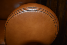 Load image into Gallery viewer, Conversational Curve all leather collection cognac or black. Storage ottoman