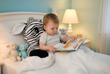 Load image into Gallery viewer, Child reading in bed with Baby Zoofari Reading Buddy Zebra