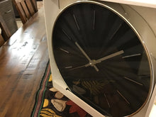 Load image into Gallery viewer, Modern Noir Black and Silver Battery operated clock