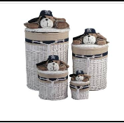 Load image into Gallery viewer, Baby Zoofari 4 Basket Set with Lids Dog – Nautical Nursery Organizer
