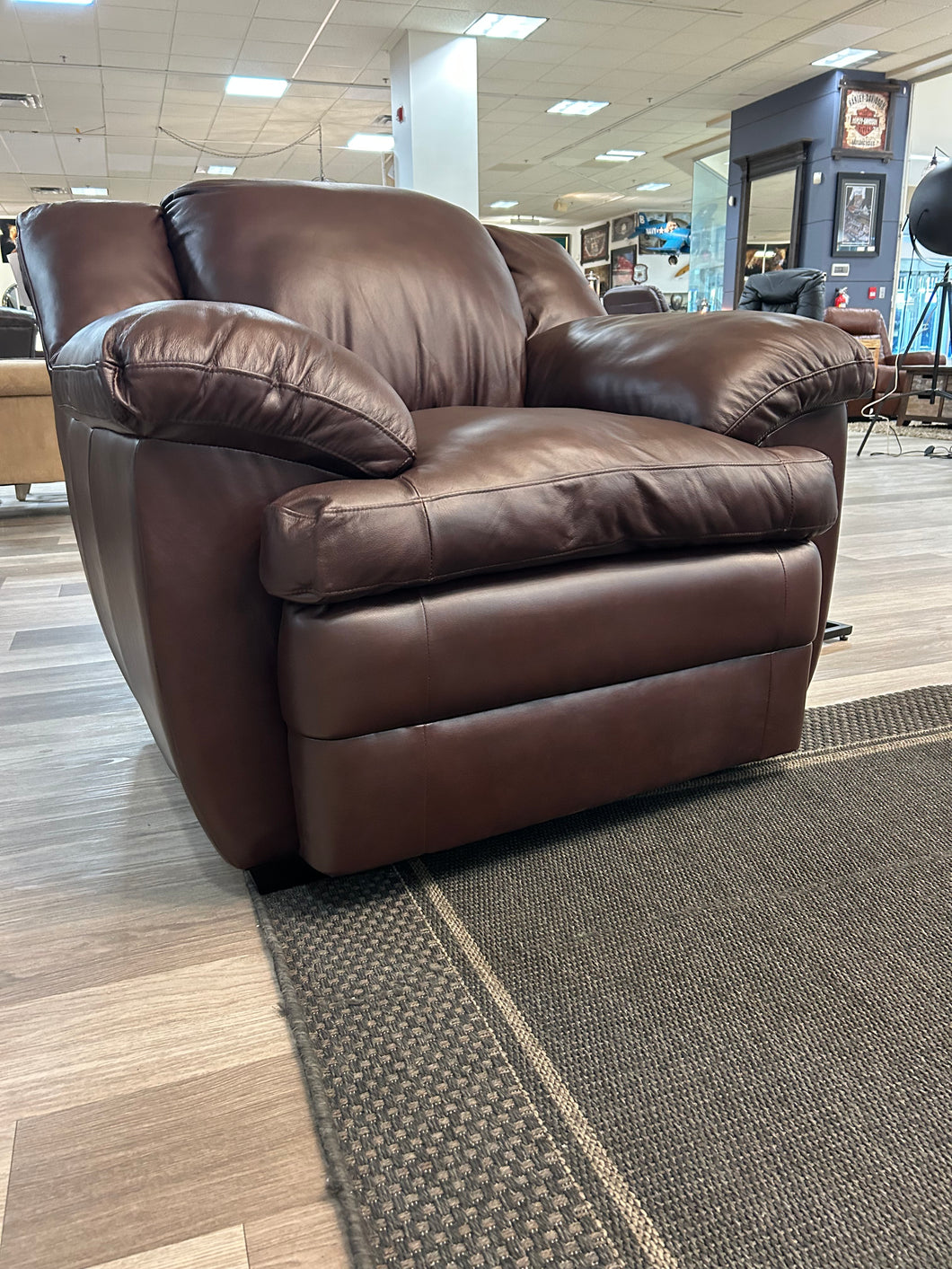 Chocolate Layer Casual Leather Stationary Chair