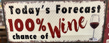 Load image into Gallery viewer, Today's Forecast 100% Wine – Funny Metal Wall Sign
