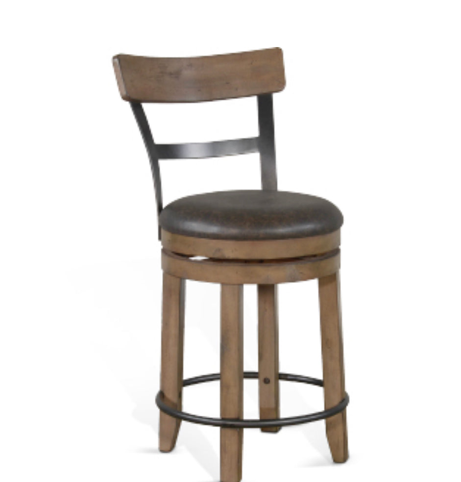 Buckskin Back Swivel 24” Upholstered stool