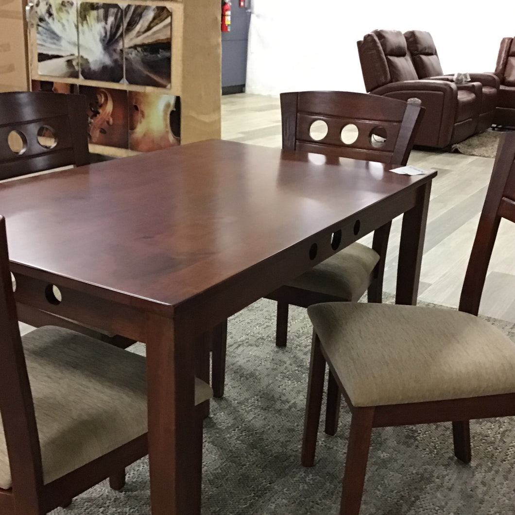 Liana Solid wood table and 4 upholstered chair set