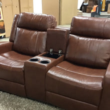 Load image into Gallery viewer, Mesilla Chestnut Leather Upholstered Loveseat
