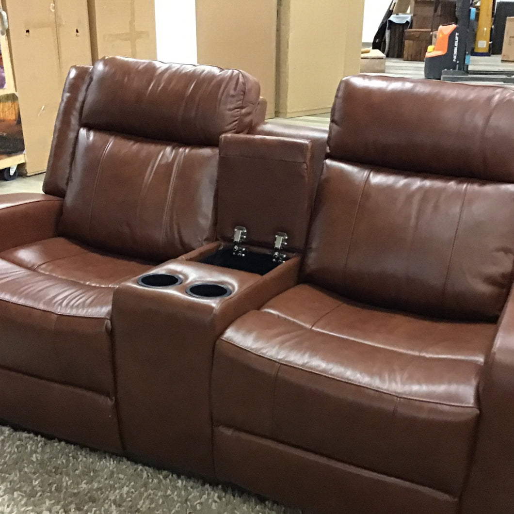 Mesilla Chestnut Leather Upholstered Loveseat