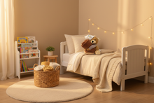 Load image into Gallery viewer, Baby Zoofari Bear on bed nursery vignette
