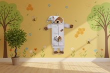 Load image into Gallery viewer, Baby Zoofari Growth Chart Bear – Butter Yellow Bee &amp; Tree Nursery Vignette
