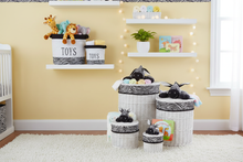 Load image into Gallery viewer, Baby Zoofari Zebra Basket Nursery Vignette
