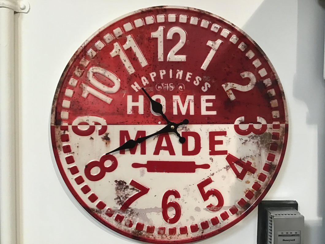 Homemade clock with embossed metal frame