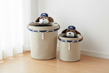 Load image into Gallery viewer, Baby Zoofari Soft Basket Collection Dog two soft fabric baskets with dog face designs in a clean bright nursery corner
