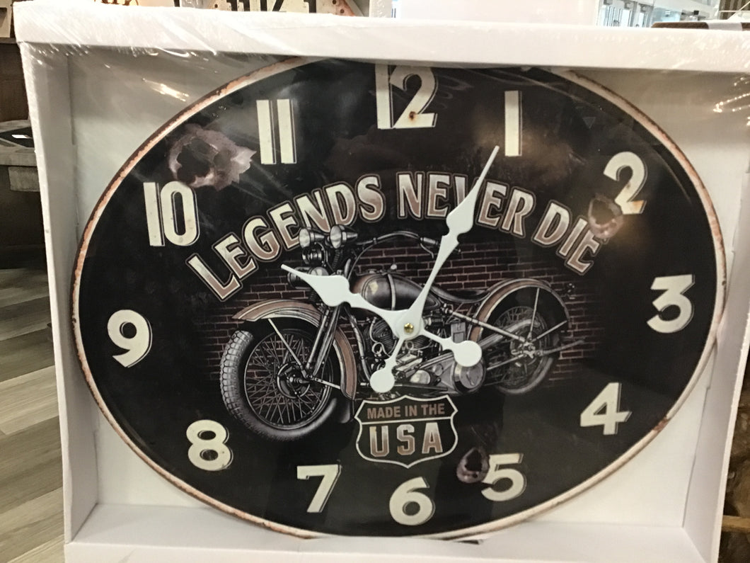 Legends Motorcycle Oval Clock