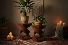 Load image into Gallery viewer, Reyna Twisted Wood Tables – Boho Vignette with Plants
